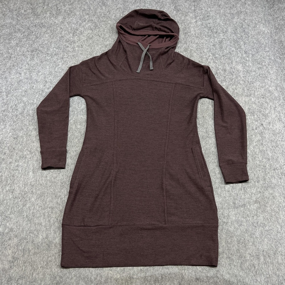 Toad&Co Sweater Dress Womens Small Brown Hooded Long Sleeve Knit Pockets Casual